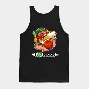 St Patrick's Day Leprechaun I Love Beer Shamrock Irish Tank Top